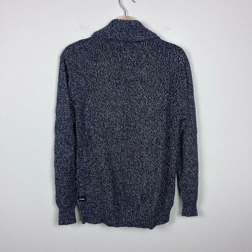 Barney Cools Sweater Mens Small Cabin Shawl Cardigan Button Grandpa Blue